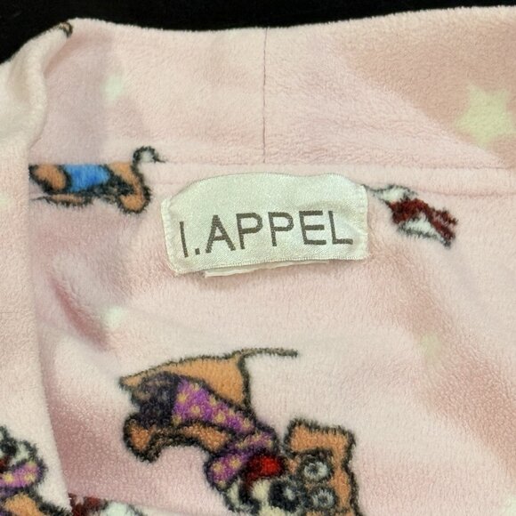I. Appel Dog Print Fleece Pink Knee Length Belted Robe Womens Size Large - Picture 8 of 10
